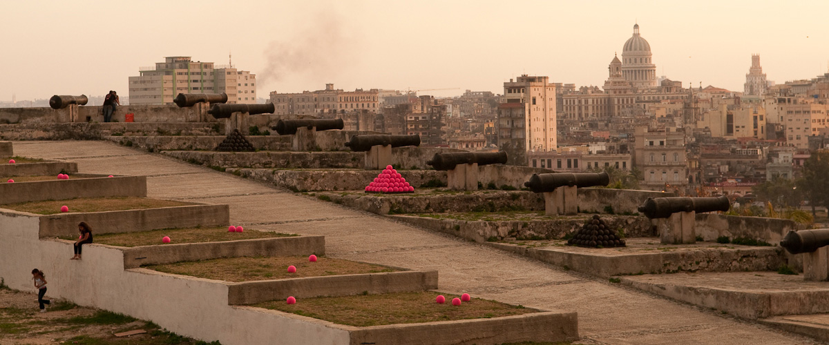 View of installation, Bubblegum Cannonballs by ATSA